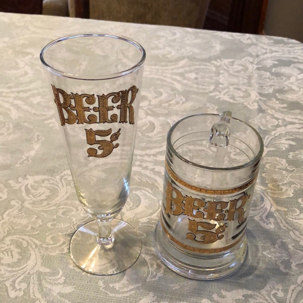 Pilsner and mug matching beer glasses